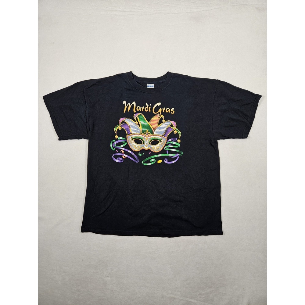 Vtg New Orleans Mardi Gras Festival Single Stitch Men XL‎ Gildan T-Shirt Black